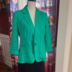 New Chico's 100% Linen Green Jacket